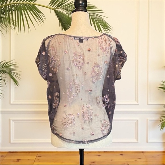 Forever 21 XXI Sheer Glitter Mesh Top - Size Small - Picture 3 of 11